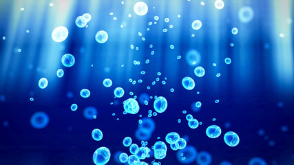 CGアニメーション 水中で上昇する気泡の背景画像素材