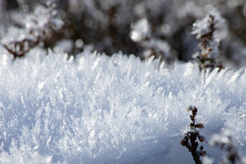 Schnee, Kristalle, makro