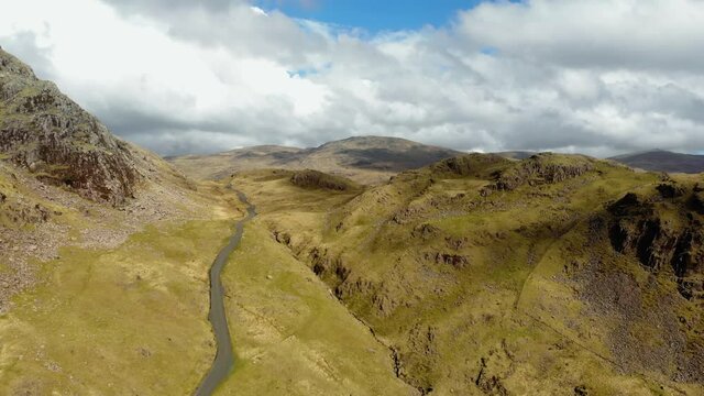 Aerial view of mountain landscape, Lake District National Park
