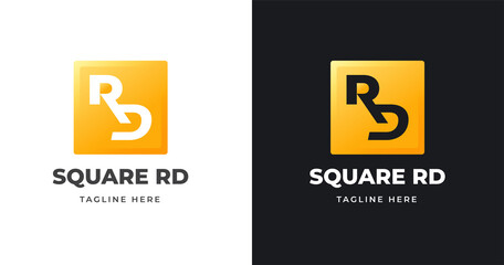 Letter initial R D logo design template with square shape design vector illustration