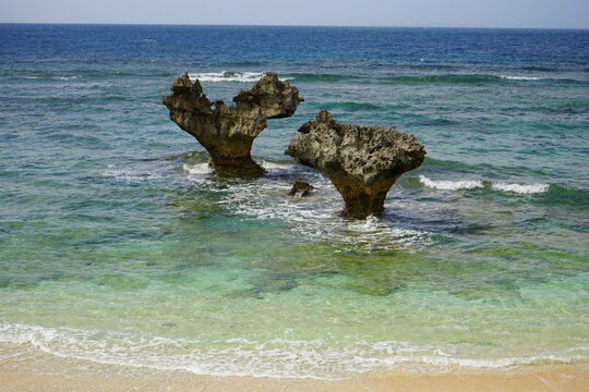 Heart Rock (Heart shape rock) in  Kouri Island, Okinawa, Japan - 日本 沖縄 古宇利島 ハートロック