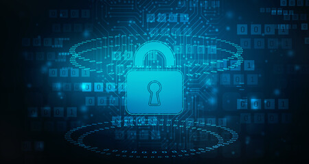 2d illustration Safety concept: Closed Padlock on digital background
