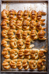 freshly made butter croissants ready to eat top view