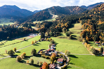 Aerial view, Bad Wiessee and Abwinkl, Tegernsee, Upper Bavaria, Bavaria, Germany, - obrazy, fototapety, plakaty