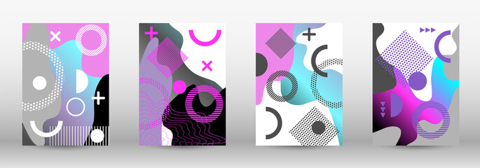 Modern memphis background set covers, great design for any purposes. Colorful trendy illustration. Colorful geometric background design. Creative vector banner illustration.