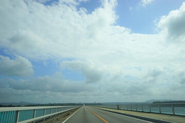 Kouri Bridge with beautiful blue ocean in Kouri Island, Okinawa, Japan - 日本 沖縄 古宇利島 古宇利大橋