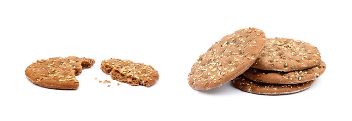  Healthy cereal bread isolated on white background