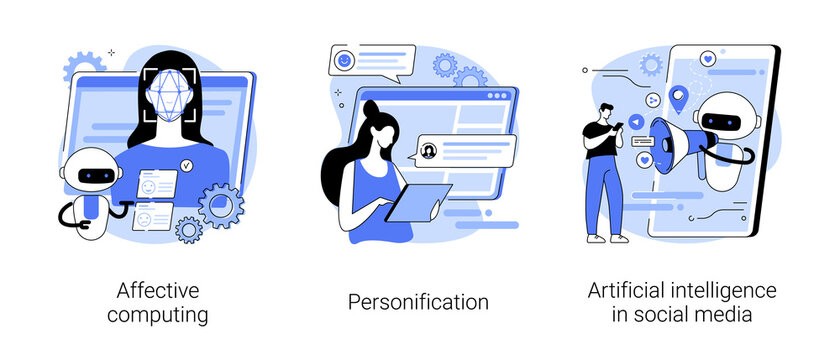 Interactive device abstract concept vector illustrations.