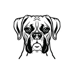 Boxer dog. Silhouette head of a boxer. Illusion for vinyl cutting and printing.