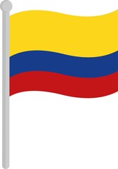 Vector illustration of the flag of Colombia on a pole