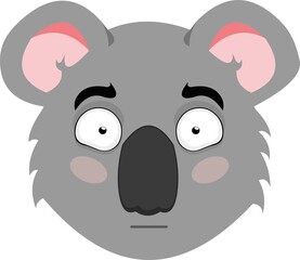 Vector emoticon illustration of the face of a cartoon koala bear with a blush on his face