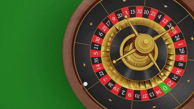 Looping white ball on roulette wheel casino. Risking your fortune or gambling a casino Roulette type. Gambling table roulette wheel And bet with different colored chips instead of cash.  3D rendering