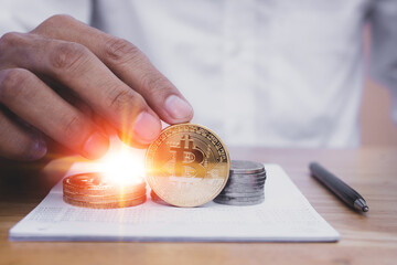 Businessman investment trade bit coins stock market concept