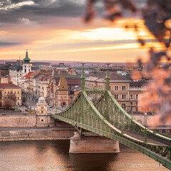 Liberty Bridge in Budapest, Hungary in the morning