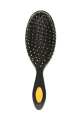 Hair brush with a black handle isolated on white background