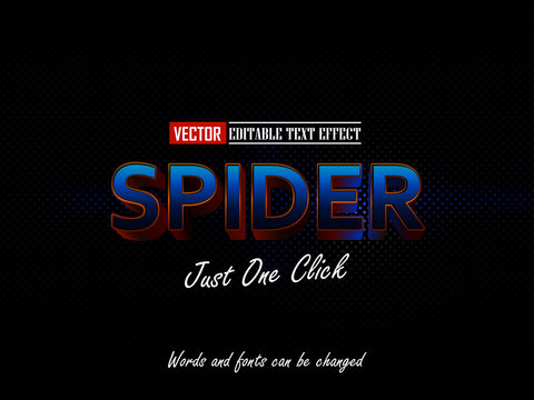 Spider editable text effect vector illustration