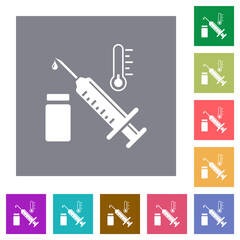 Vaccine storage temperature square flat icons