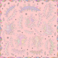 Seamless pattern with interesting doodles on colorfil background.