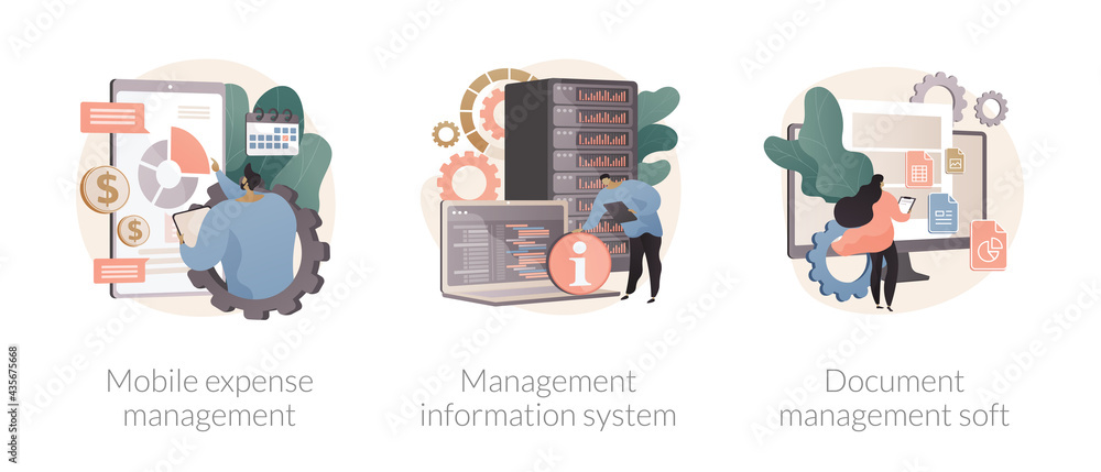 Poster data sharing and analysis abstract concept vector illustrations.