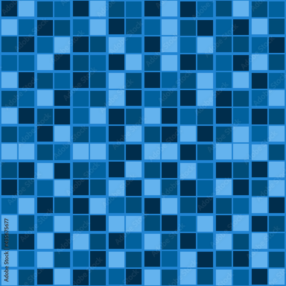 Poster blue tile pattern. same squared tiles blue color.