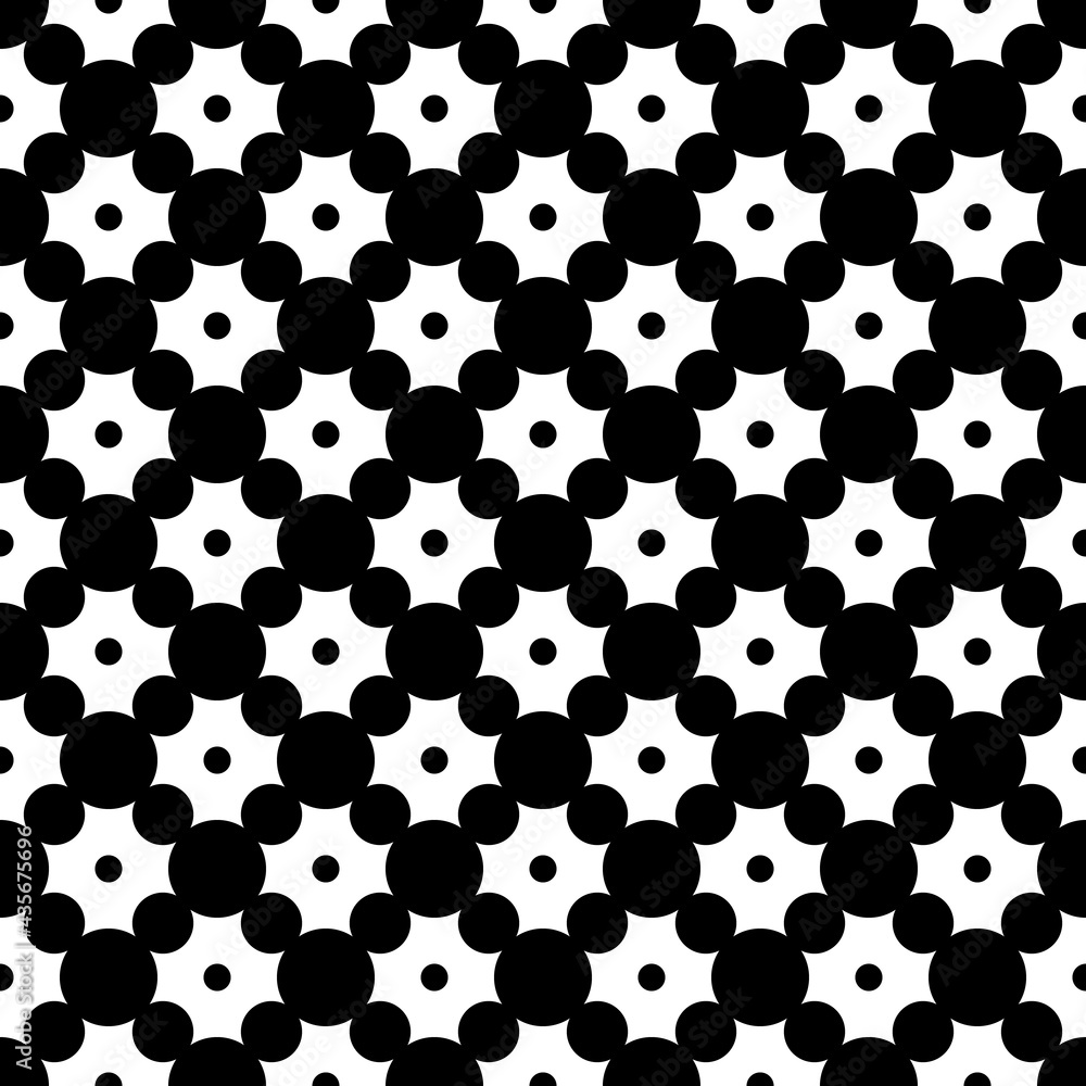 Poster circles seamless pattern. diagonal position of black rounded shapes.