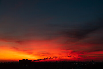 orange sunset over big city