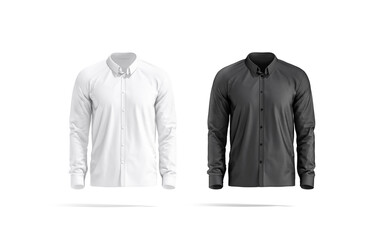Blank black and white classic shirt mockup set, front view