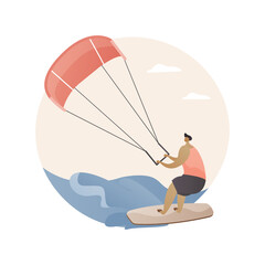 Kitesurfing abstract concept vector illustration.