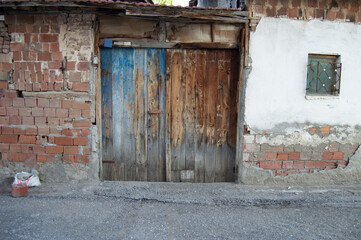 nostalgic house with old wooden door