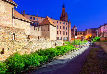 Fototapeta na wymiar Poznan. The red brick building of the city fire station.