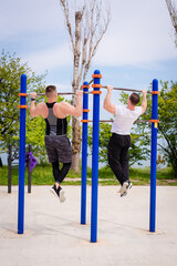 Fototapeta premium Sports training in nature, near the sea