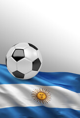 Naklejka premium Argentinian Flag with soccer Ball (3D Render)