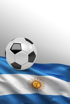Argentinian Flag with soccer Ball (3D Render)