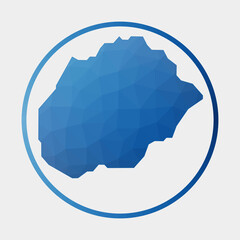 Naklejka premium Alegranza icon. Polygonal map of the island in a gradient ring. Round low poly Alegranza sign. Vector illustration.