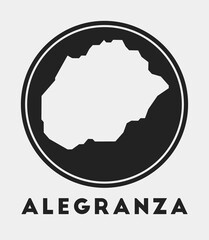 Alegranza icon. Round logo with island map and title. Stylish Alegranza badge with map. Vector illustration.