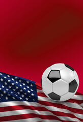 United States Flag with Soccer Ball 3D Illustration (3D Rendering)