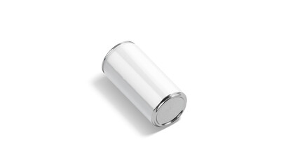 Blank white aluminum narrow 330 ml soda can bottom mockup lying