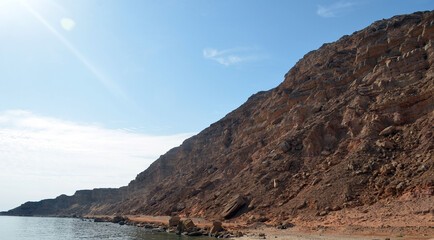 Fototapeta na wymiar Deserted coast of the Sinai Peninsula. Sharm El Sheikh, Egypt