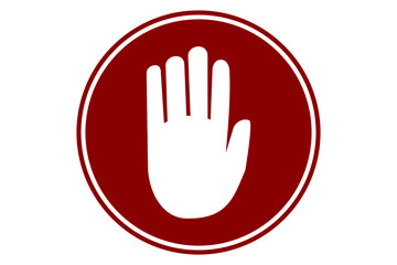 Red Hand Stop Icon Vector Sign on a White.