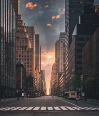 Photo sur Plexiglas New York City skyline Strett embellir scène gens horizon ciel nuages bâtiments gratte-ciel usa New York