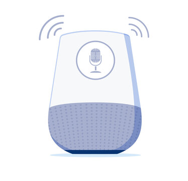 Voice controlled speaker and personal Assistent at home. Personal assistant, voice recognition concept gradient vector