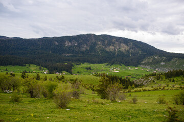 Fototapeta na wymiar Landscapes on Vlasic mountain.Vlasic,Bosnia and Herzeogvina.Vlasic is the Top Winter Destination in Central Bosnia.