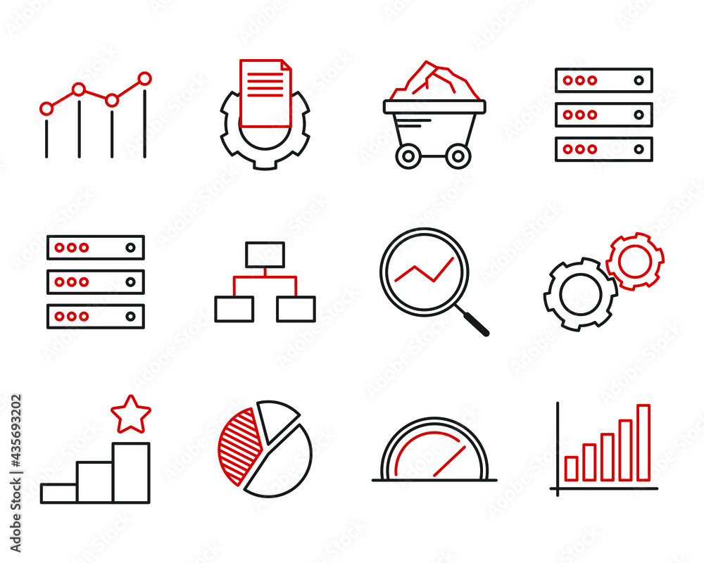 Aufkleber data analysis set icon symbol template for graphic and web design collection logo vector illustratio