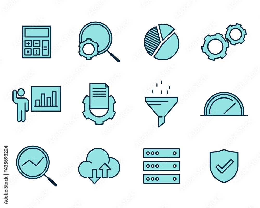 Aufkleber data analysis set icon symbol template for graphic and web design collection logo vector illustratio