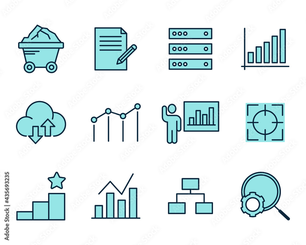 Poster data analysis set icon symbol template for graphic and web design collection logo vector illustratio