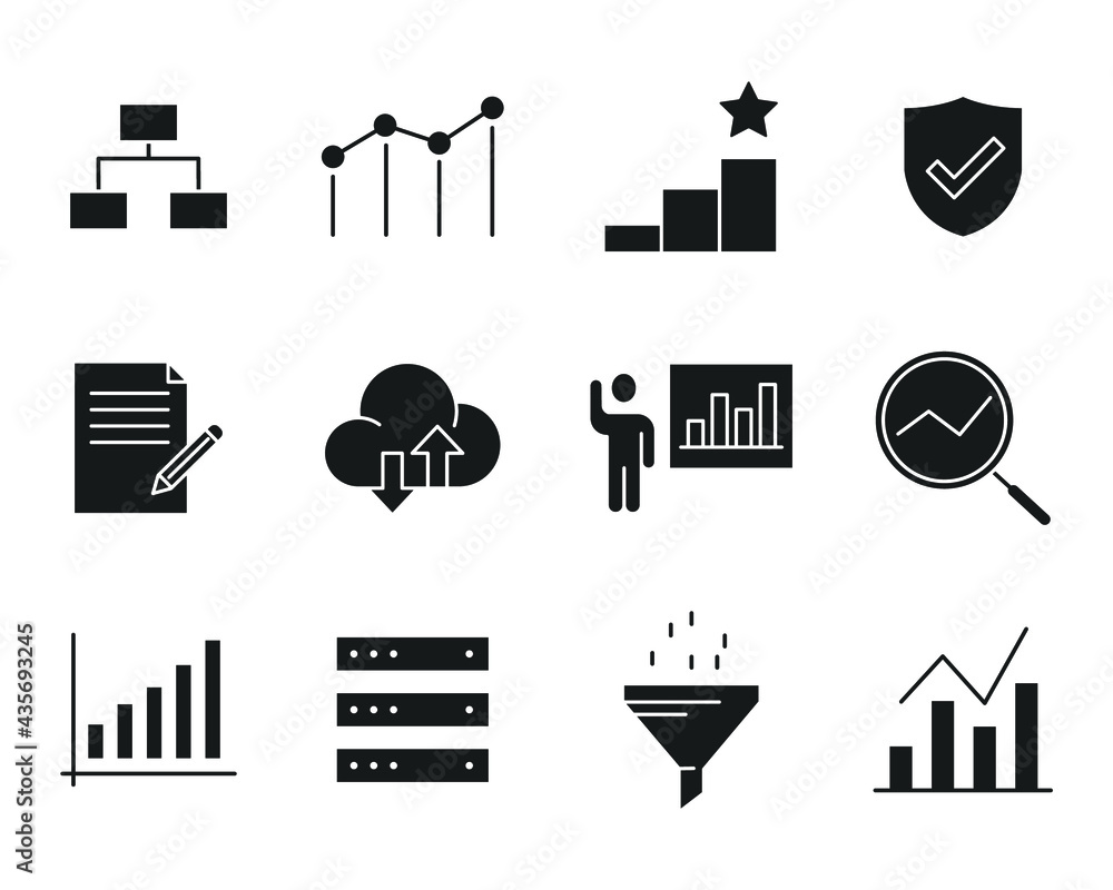 Poster data analysis set icon symbol template for graphic and web design collection logo vector illustratio