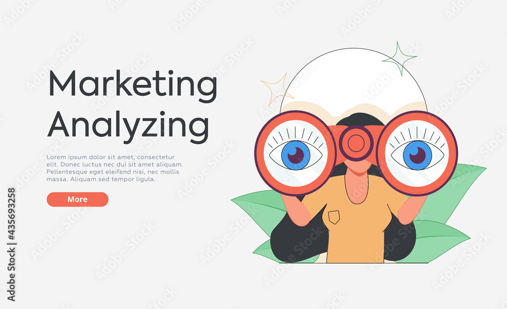 Poster landing page template of digital solutions business analytics and planning. modern flat style. vecto