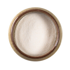 Agar powder in round ceramic bowl cutout