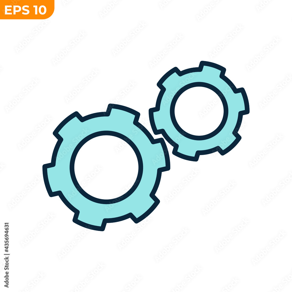 Poster processing gear setting icon symbol template for graphic and web design collection logo vector illus