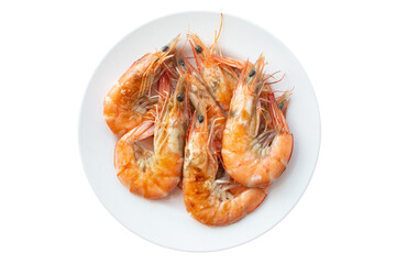 Barbecued shrimp on white background